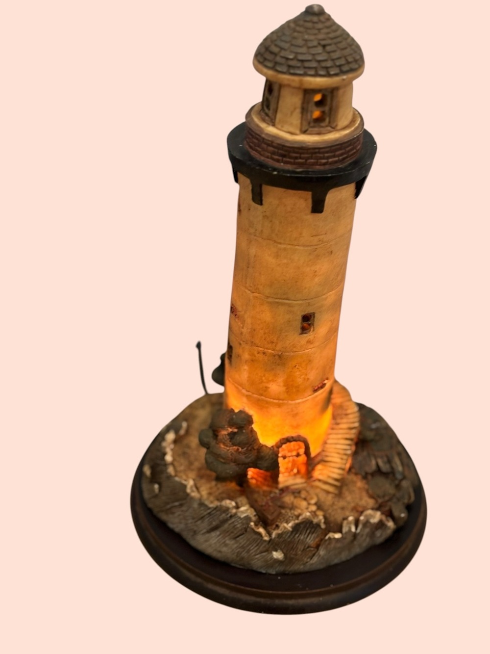 The Price Products Lighted Lighthouse Nautical Accent Lamp, Brown, Switch
